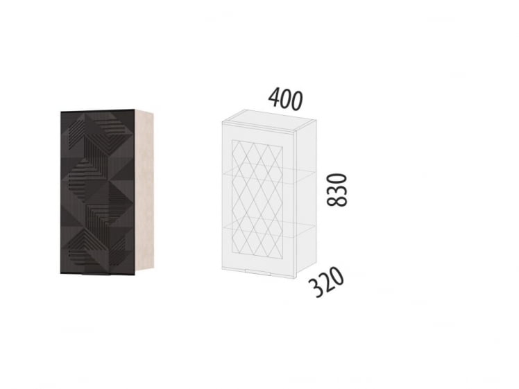 Шкаф-витрина кухонный (лев/прав) Дакота 103.23_1