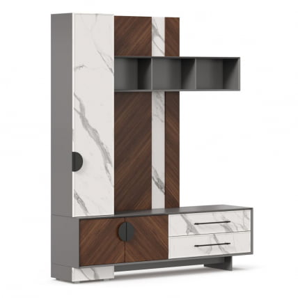 Тумба ТВ комбинированная Вилена ЛД 138.130.000 Оникс Серый/Орех/Монте белый_2