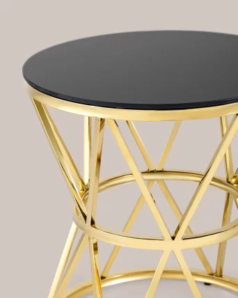 Журнальный стол ВИВА 50x50 Золото (стекло черное)_6