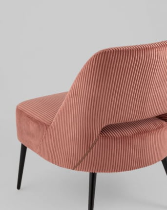 Кресло лаунж Бостон велюр рельефный коралловый_5