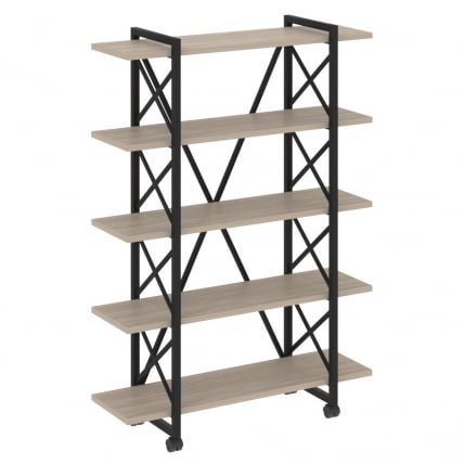 Стеллаж на колесных опорах - 5 полок LOFT VR.L-MST.K-5.8V Металл черный Дуб Аттик_0