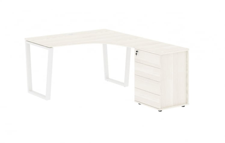 Стол эргономичный с тумбой правый EDIS EVCET 1318 R Ясень Траун Белый_0