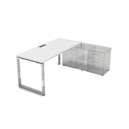 Стол рабочий, прямолинейный три опоры, правый GLOSS LINE НСТП-О.975 Белый Премиум_0