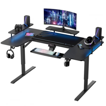 Стол для компьютера (для геймеров) U-образной формы с электрической регулировкой по высоте и трансформируемыми полками Eureka U-71_0