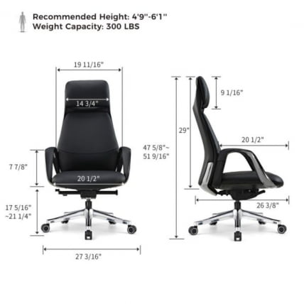 Эргономичное кресло руководителя Eureka OC07 SERENE (Nappa кожа), черное_5