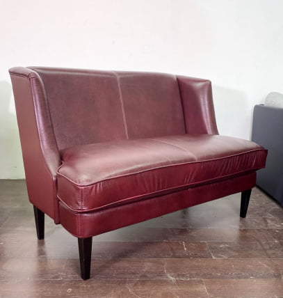 Диван двойной Амати в натуральной коже Бордовый_0