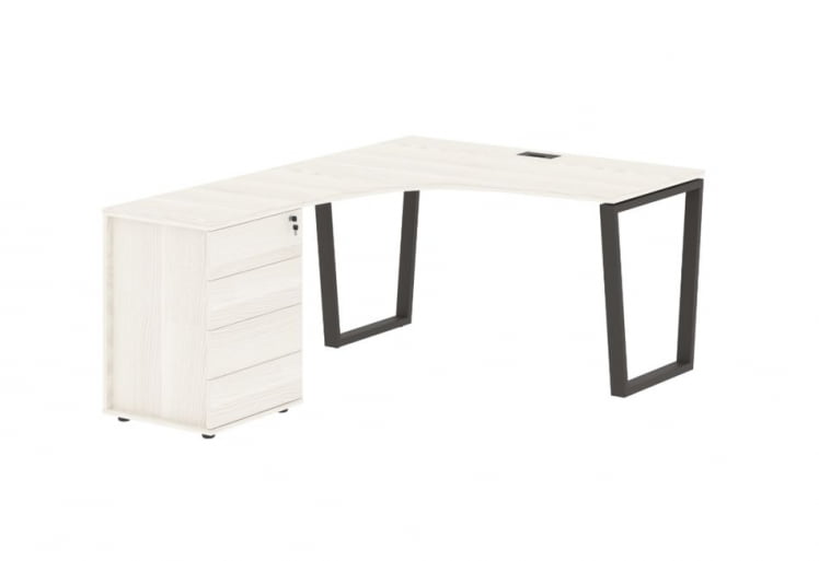 Стол эргономичный с тумбой левый EDIS EVCET 1318 L Ясень Траун Мокко_0