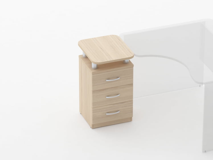 Тумба приставная на 3 ящика с проставками Glassy 3.10.17 Орех_1