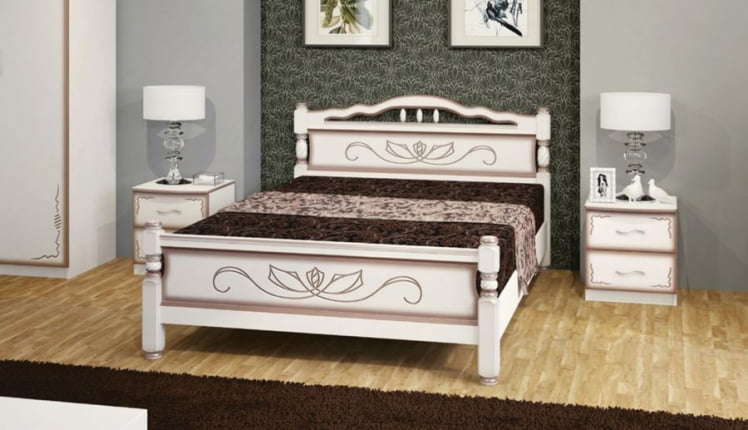 Кровать из массива Карина-5 200х90 Слоновая кость_0