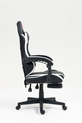 Кресло спортивное TopChairs Prophet с оттоманкой черно-белый_3