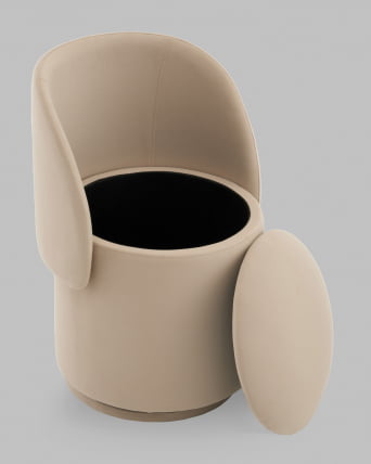 Пуф-трансформер Таунсвилл вращающийся с ящиком велюр бежевый_9