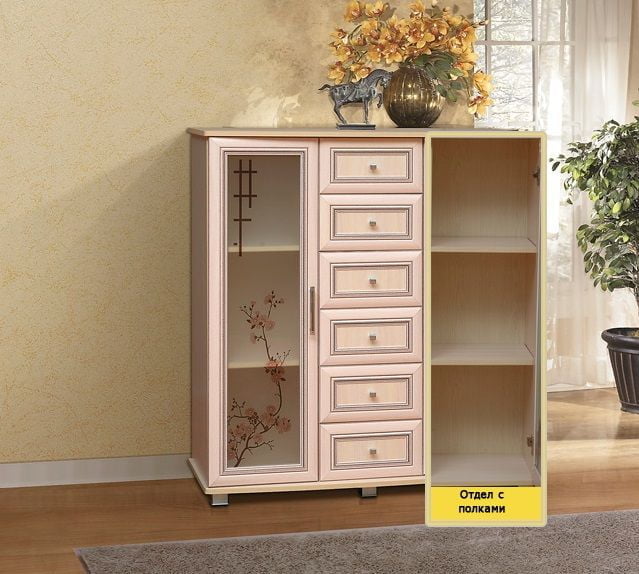 Комод многофункциональный Фант (рамочный) ЛДСП с накладками МДФ, Млечный дуб_3