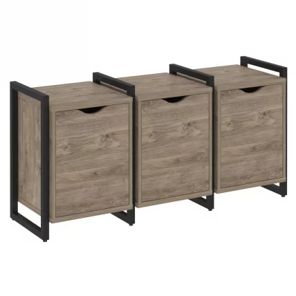 Тумба на регулируемых опорах наборная. Вариант №5 LOFT VR.L-TN-5.O Металл черный Тиквуд темный_0