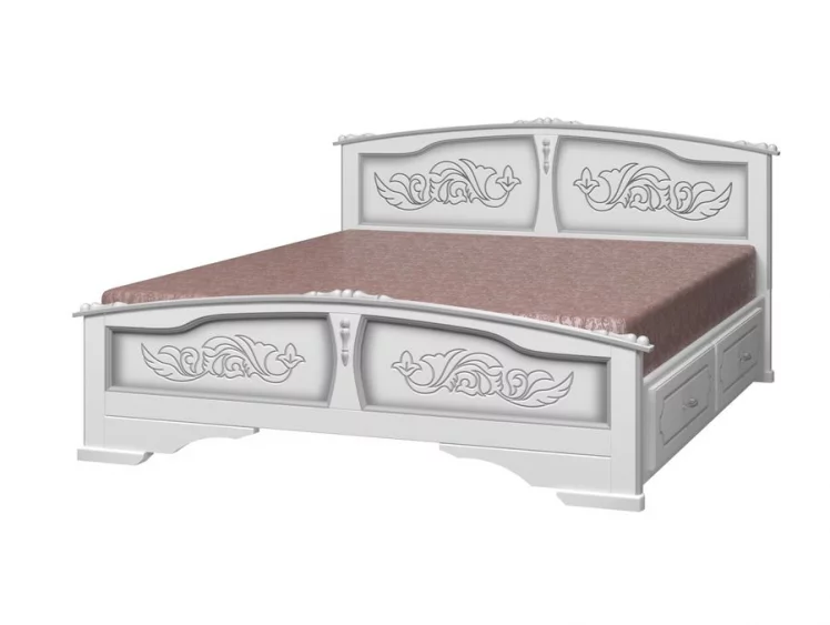 Кровать Елена 200х160 с выкатными ящиками Белый жемчуг_0