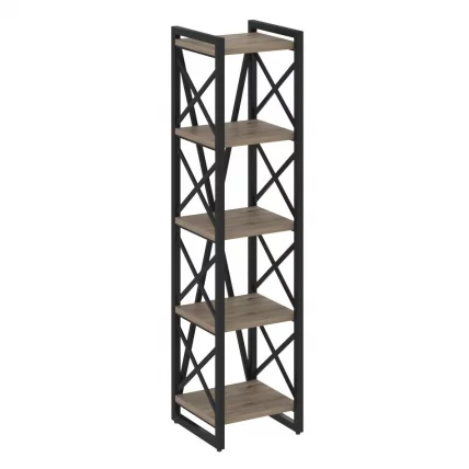 Стеллаж на регулируемых опорах - 5 полок LOFT VR.L-MST.O-5.4 Металл черный Тиквуд темный_0