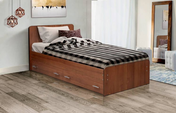 Кровать с ящиками на уголках №5 ЛДСП 800*2000 Вишня Оксфорд_0