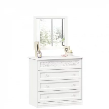 Комод с 4 ящиками с зеркалом Джулия Белый_2