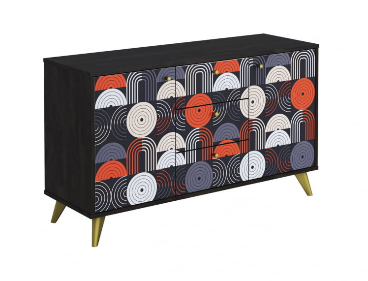 Комод Фьюжн КМ-003 АРТ Угольный камень/VINIL_0