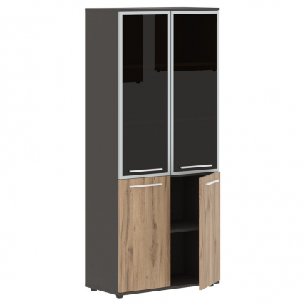 Шкаф комбинированный  с дверьми в металлической раме EDIS EHCS 85.7 Дуб Денвер светлый Белый Мокко_1