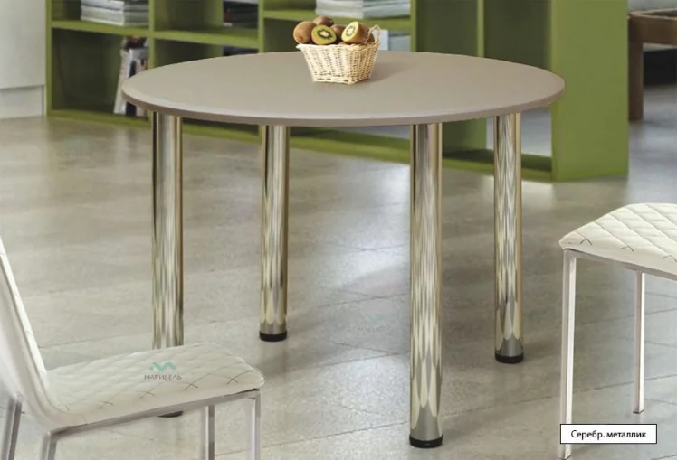 Стол обеденный круглый (Серебристый металлик)_0