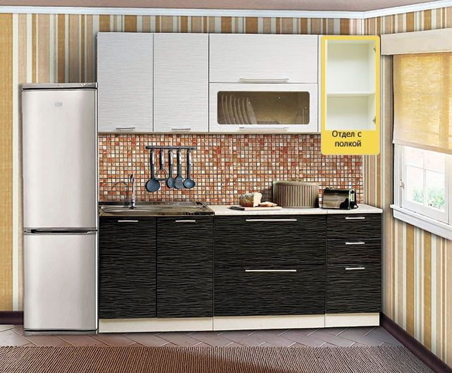 Кухонный гарнитур Диана 7 Страйп белый/Страйп черный_4