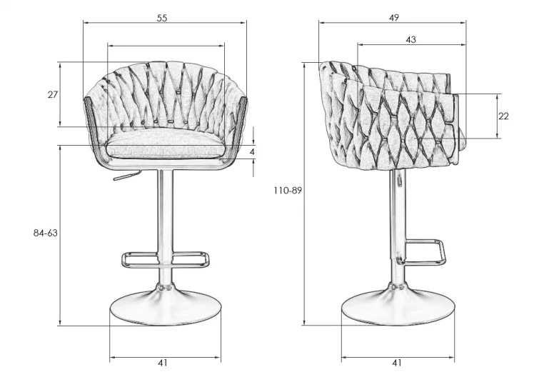Стул барный DOBRIN LEON Желтая ткань LAR 275-8_10
