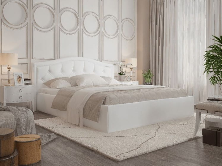 Кровать Стелла, 1400*2000 мм, искуственная кожа Vega white, белый_2