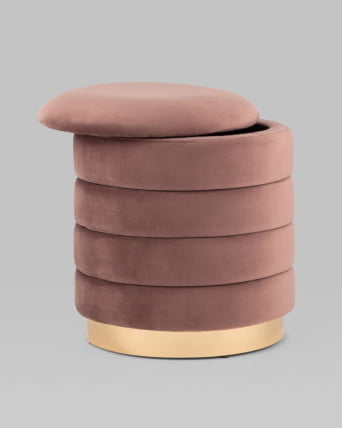 Пуф Франсис с ящиком велюр Пыльно-розовый_4