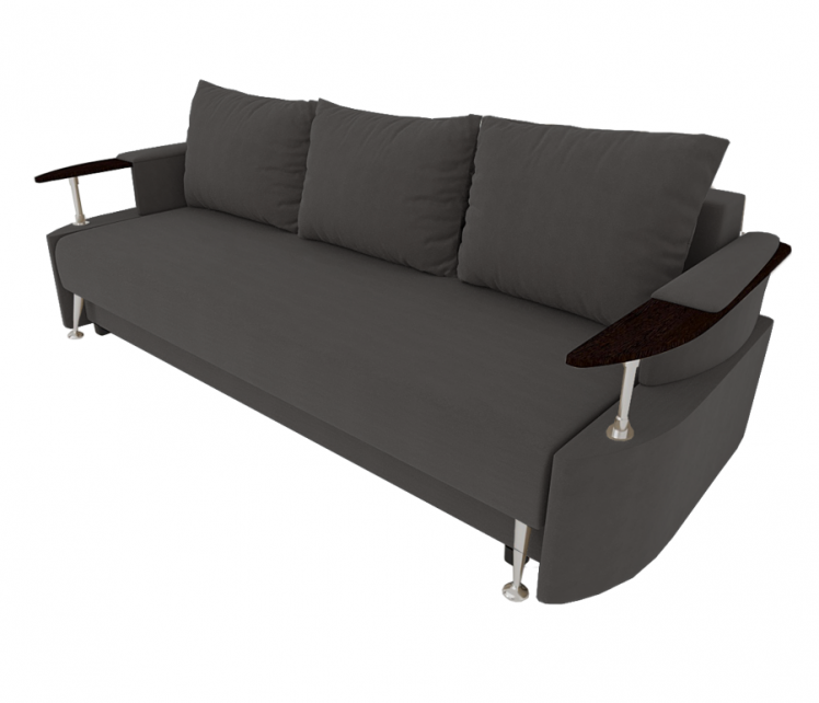 Диван Жасмин с подлокотниками ЛДСП (Berhouse) Цвет фасада: Темно серый Велюто 32; Тип: Прямой; Материал фасада: Металл/Велюр_0