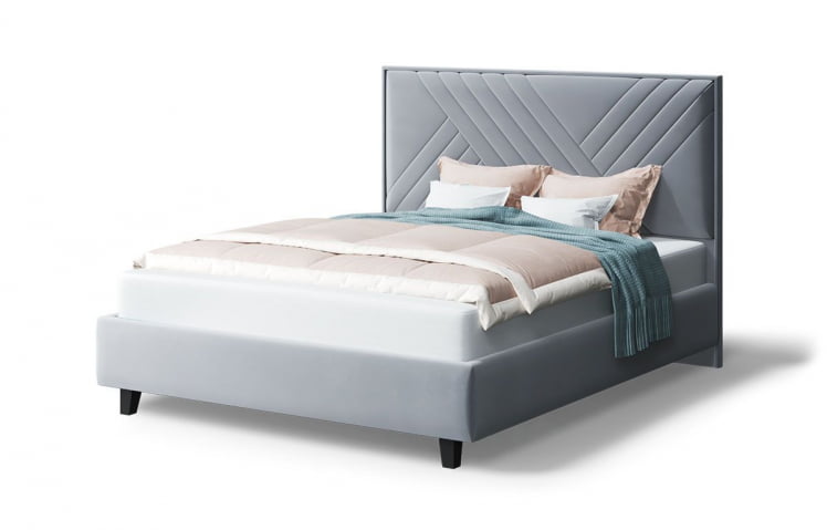 Кровать МИРА 2000*1200мм (на опорах), велюр NEO 25 (серый), (б/основания, б/матраса)_0