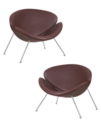Кресло дизайнерское DOBRIN EMILY (коричневый винил YP5, хромированная сталь) 2 шт_0