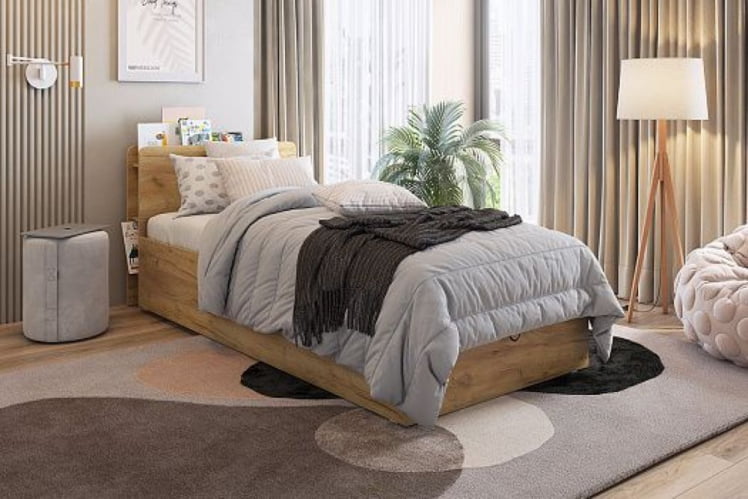 Кровать с подъемным механизмом Юниор ZP.SMU-02 белое дерево_12