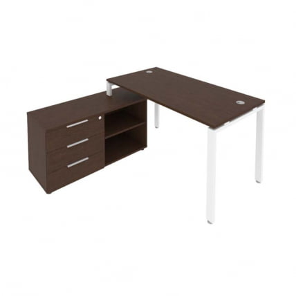 Рабочая станция на П-образном м/к с опорной тумбой левая Metal System Б.РС-СТС-2.3 Л Венге/Белый_0