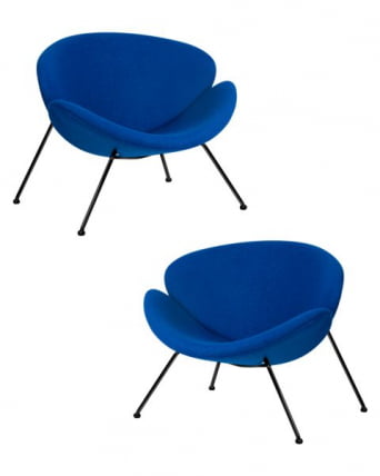 Кресло дизайнерское DOBRIN EMILY (синяя ткань AF6, черное основание) 2 шт_0