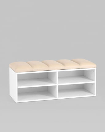 Обувница Хольст 2 белая велюр Бежевый_2