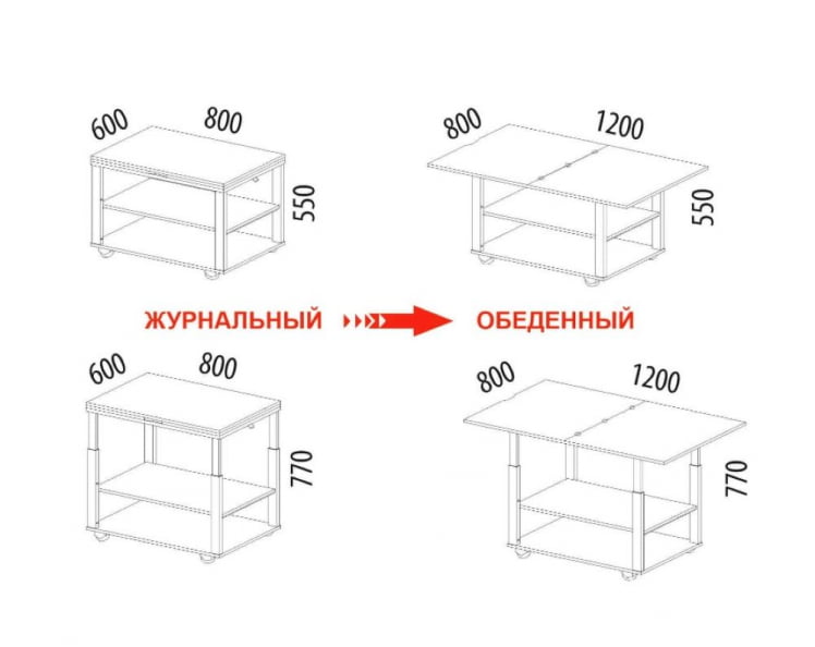 Журнальный стол-трансформер Агат 35 Дуб Кронберг_4