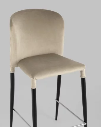 Стул полубарный Лори велюр Бежевый ножки металл_6