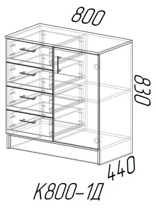 Комод К800-1Д Дуб вотан/Белый_1