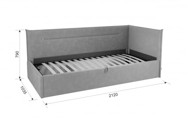 Кровать  0.9 Альба (Тахта) КМ.T-16 крем (велюр)_4