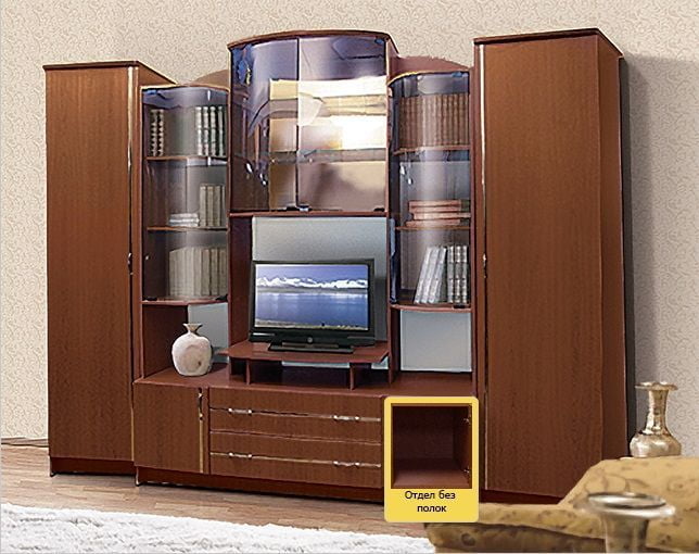 Стенка Александра 6 ЛДСП с молдингом, Орех Мария Луиза_7