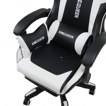 Кресло 1206 KINGQUEEN цвет черный/белый с массажем 1206-black-white-mass_6