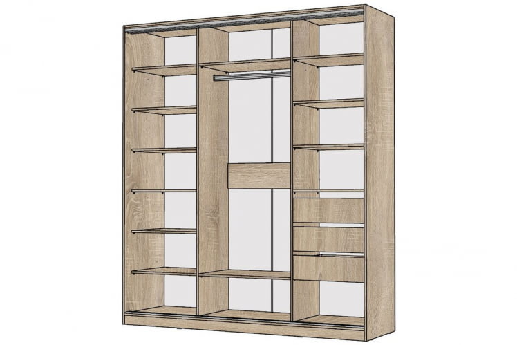 Шкаф-купе 3-х дверный Виктория 2000х584х2300, Дуб сонома светлый 20ДЗДЛДЗ-ЯППП-Дсс 310-3021_1