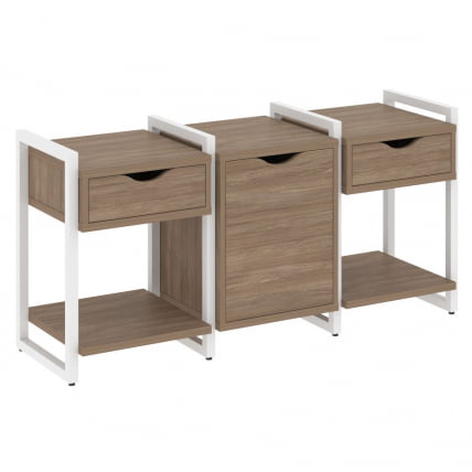 Тумба на регулируемых опорах наборная. Вариант №6 LOFT VR.L-TN-6.O Металл белый Дуб Аризона_0