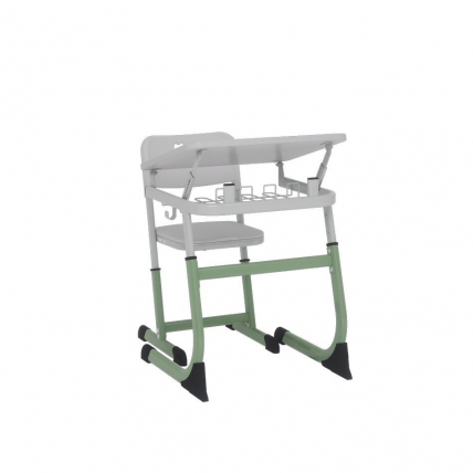 Парта одноместная регулируемая по высоте СМАРТЙ 600х500 с углом наклона столешницы (рост 3-5) Синий/Серый / SMARTY_2