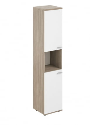 Шкаф высокий с нишей левый Sigma SG.846.OD.WH.WH.L Дуб темный Белый_0