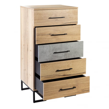Комод Loft с 5 ящиками Дуб натур-Бетон_4