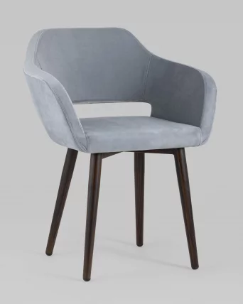 Стул с подлокотниками Саймон велюр Серый_1