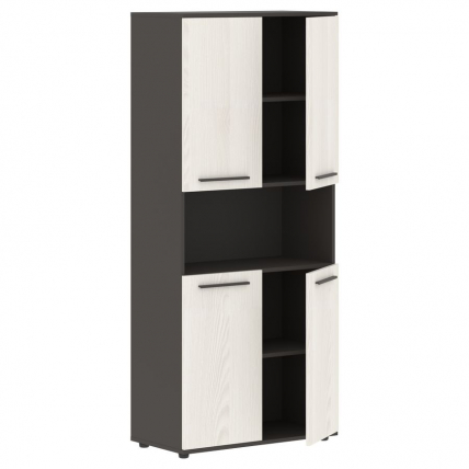 Шкаф с двумя комплектами глухих малых дверей EDIS EHCS 85.4 Ясень Траун Мокко Мокко_1