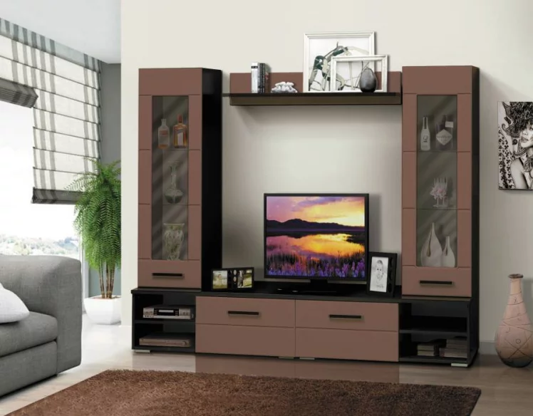 Набор мебели для гостиной Грация 1.5 МДФ глянец Венге/Кофе с молоком_0