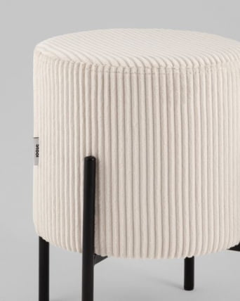 Пуф Кейси велюр рельефный молочный_3